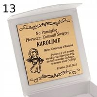 ZŁOTY NASZYJNIK KOMUNIJNY ŁAŃCUSZEK MEDALIK 929/585 DLA DZIEWCZYNKI GRAWER