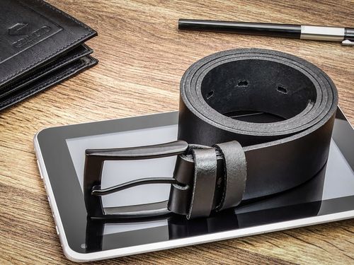 Pasek do Spodni Skórzany Męski Klamra Czarna Metal na Prezent 120cm na Arena.pl