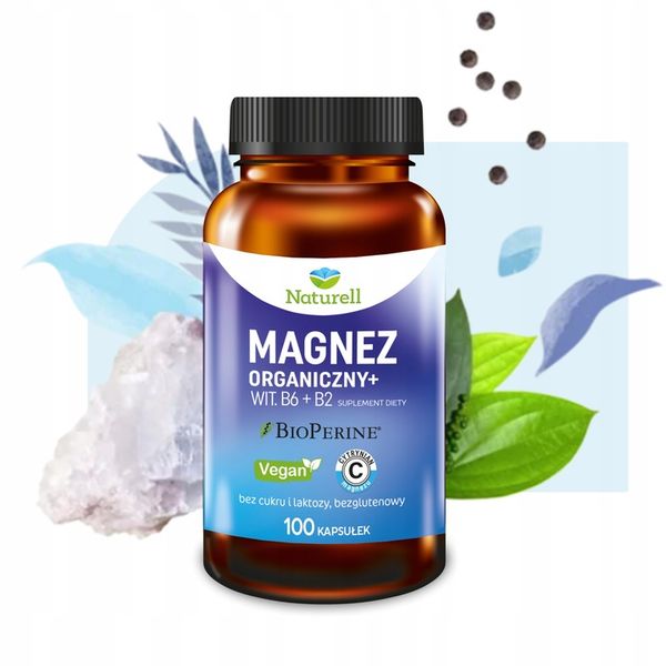 Naturell Magnez Organiczny Witamina B6 B2 100 kapsułek zdjęcie 2
