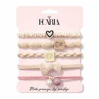 zestaw frotek gumek 5w1 na plakietce smile, serce beż gum193