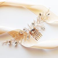 ZŁOTA ozdoba do włosów ozdobny GRZEBYK kryształki KOKONET 4-0170