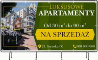BANER REKLAMOWY 130x80cm projekt w cenie różne wzory LUKSUSOWE APARTAMENTY