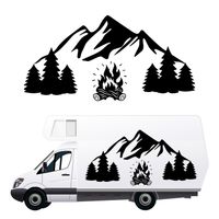 NAKLEJKA NA SAMOCHÓD TERENOWY dekoracyjna ognisko góry KAMPER camper 140 cm