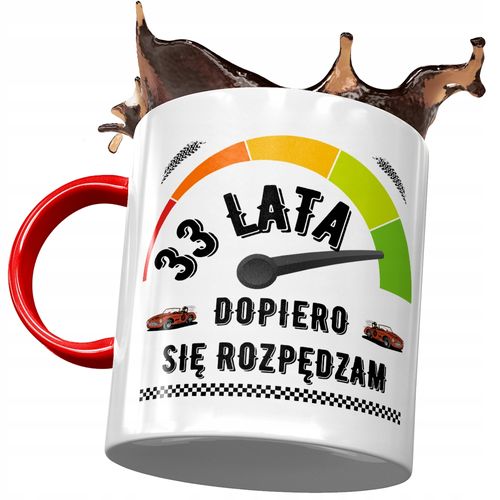 Kubek Czerwony Na Urodziny 33 33Cie 33-Cie Prezent Z Nadrukiem Ze Zdjęciem na Arena.pl