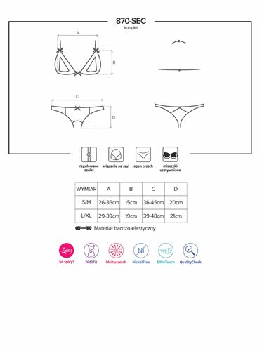 Sex Komlet Otwarte Stringi Stanik Obsessive L/Xl na Arena.pl