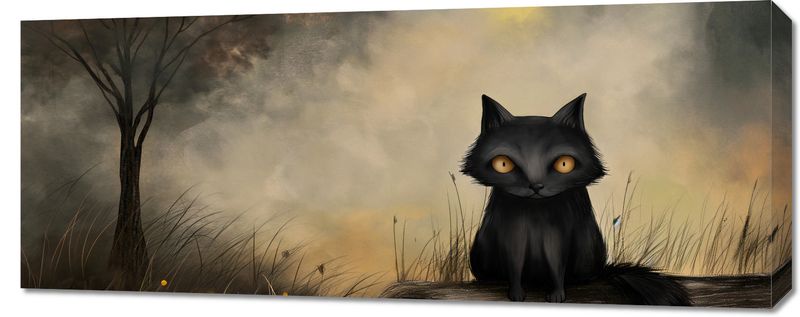 Obraz 100x40cm Czarny Kot zdjęcie 1