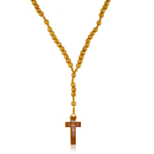 Różaniec drewniany naturalny na sznurku zdjęcie 1