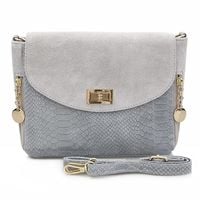 VERA PELLE torebka damska zamszowa listonoszka z paskiem V290 j.szara