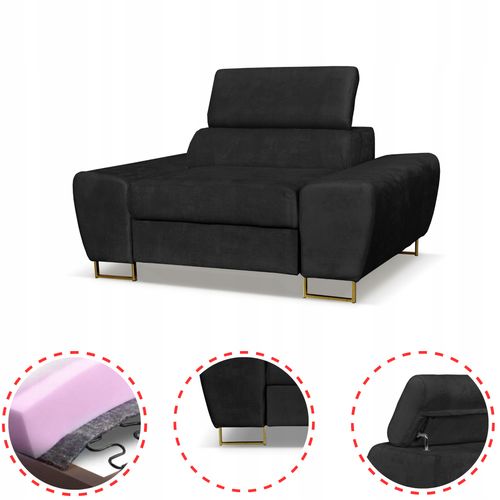 Zestaw mebli wypoczynkowych salon Bosso Sofa 2os fotele czarne na Arena.pl