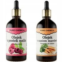 ZESTAW DO OPALANIA OLEJEK Z PESTEK MALIN 100ml OLEJ Z NASION MARCHWI