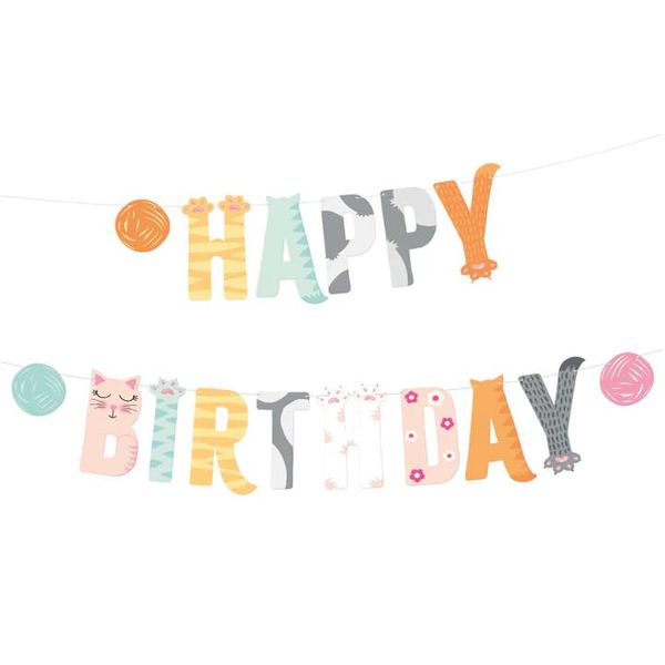 Baner Happy Birthday Kotki 200cm zdjęcie 1