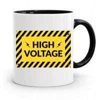 Kubek Czarny Prezent Dla Elektryka High Voltage Z Nadrukiem Ze Zdjęciem