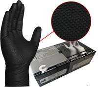 Rękawice Gumowe Xl Nitrylowe Teksturowane Diament Czarne Diamond 100 Sztuk