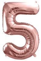 Balon foliowy Cyfra 5, 86cm, różowe złoto XL