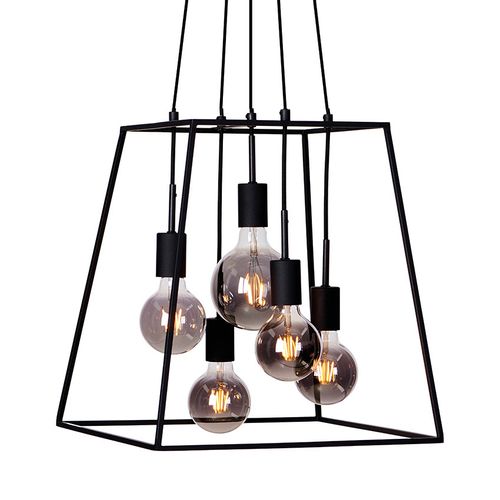 Loftowa LAMPA wisząca ALMODOVI PND-11532-5-BL Italux metalowa OPRAWA zwis klatka czarna na Arena.pl