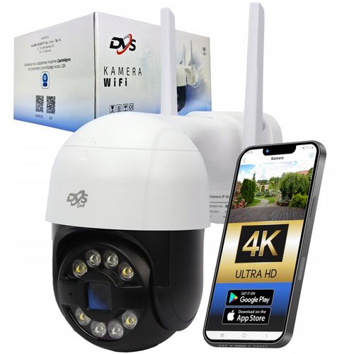 KAMERA WIFI OBROTOWA SMART 8Mpx UHD 4xZOOM MIKROFON GŁOŚNIK ZEWNĘTRZNA DVS na Arena.pl