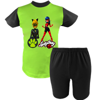 Krótka Piżama dziecięca Biedronka i Czarny Kot