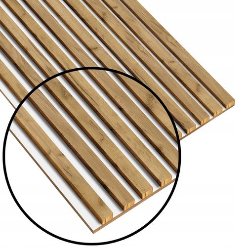 LAMELE NA BIAŁEJ PŁYCIE 46x275 ŚCIENNE PANEL AKUSTYCZNE DĄB NATURALNY WOTAN na Arena.pl