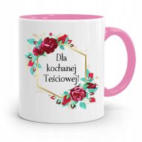 Kubek Różowy Prezent Dla Kochanej Teściowej Z Nadrukiem Ze Zdjęciem