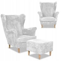 Fotel uszak z podnóżkiem Bonito sztruks jas. szary