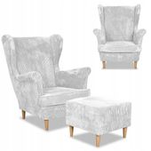 Fotel uszak z podnóżkiem Bonito sztruks jas. szary