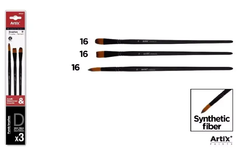 Pędzle syntetyczne 3szt zdjęcie 1