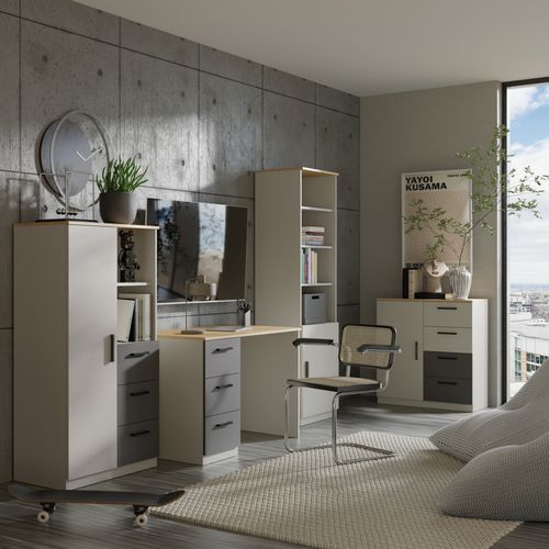 Komoda z szufladami Billz 1D4S 80 Kaszmir/Dąb Cremona na Arena.pl