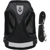 Szelki i smycz rozmiar S czarne bezuciskowe dla psa kota królika