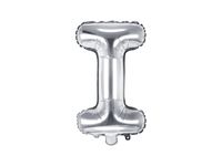 Balon foliowy litera I srebrny 35cm 1szt