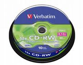 Płyta Verbatim CD-RW SERL Scratch Resistant, 10-pack cake box