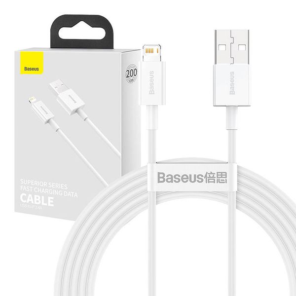 Kabel USB do Lightning Baseus Superior Series, 2.4A, 2m (biały) zdjęcie 1