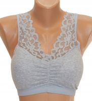 HAN 3030 biustonosz top damski bawełniany w prążki z koronką szary 6XL