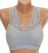 HAN 3030 biustonosz top damski bawełniany w prążki z koronką szary 6XL
