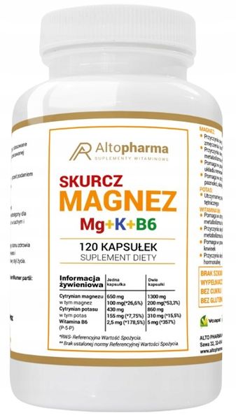 AltoPharma Magnez Potas Wit. B Forte Skurcze mięśni 120kaps. Ciśnienie zdjęcie 1