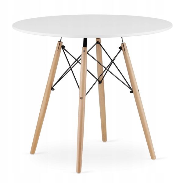 Zestaw stół okrągły TODI 90 biały + 4 krzesła OSAKA białe zdjęcie 10