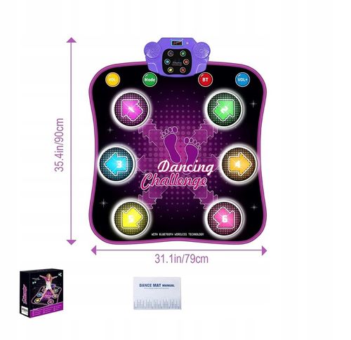 MATA DO TAŃCA DLA DZIECI MUZYKA BLUETOOTH 6 STRZAŁEK ŚWIETLNYCH LED na Arena.pl