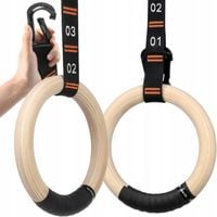 KÓŁKA GIMNASTYCZNE OBRĘCZE DO PODCIĄGANIA DREWNIANE UCHWYTY OKRĄGŁE FITNESS