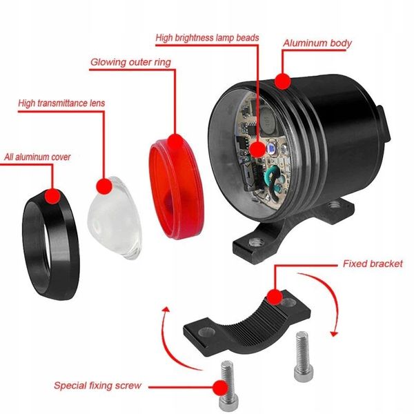 2 X Halogen Motocyklowy U3 Z Ringiem Pomarancz+Wł zdjęcie 10