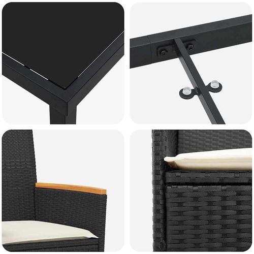 Zestaw do jadalni w ogrodzie 3 pcs Czarny polirattan na Arena.pl