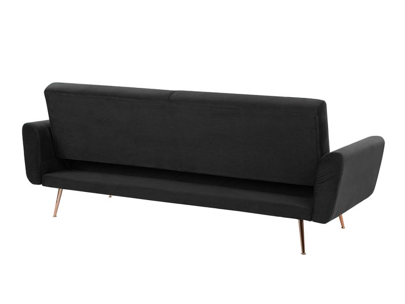Sofa rozkładana welurowa czarna EINA zdjęcie 6