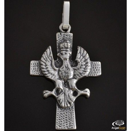 SREBRNY BARDZO DUŻY KRZYŻ Z ORŁEM PRÓBA SREBRA 925 ORZEŁ zdjęcie 3