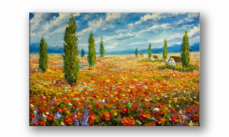 OBRAZ NA PŁÓTNIE 084 Pole maków 90x60cm zdjęcie 2