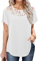 Damska Koszulka Biała z Falbanką Krótki Rękaw Luźna Tunika S