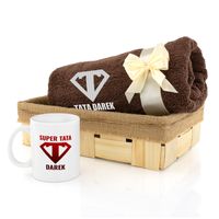 KOSZ PREZENTOWY kubek ręcznik HAFT prezent dla taty na DZIEŃ OJCA