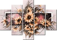 105CM 150CM ZEGAR 5 ELEM SŁONECZNIKI PUDROWYM RÓZU DRUK OBRAZ