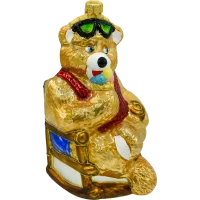 Bombka choinkowa szklana: Niedźwiedź na wakacjach: brązowy