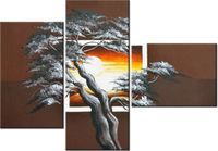 100CM 80 OBRAZ 3 ELEM DRZEWO TLE ZACHODZĄCEGO SŁOŃCA ŚCIENNY