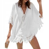 LETNIA TUNIKA PLAŻOWA ZWIEWNA SUKIENKA KORONKA PAREO NA PLAŻĘ NARZUTKA BOHO