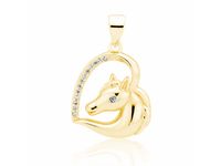 Pozłacany srebrny wisior wisiorek serce konik koń horse heart cyrkonia cyrkonie srebro 925 Z1795CG_W