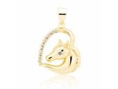 Pozłacany srebrny wisior wisiorek serce konik koń horse heart cyrkonia cyrkonie srebro 925 Z1795CG_W